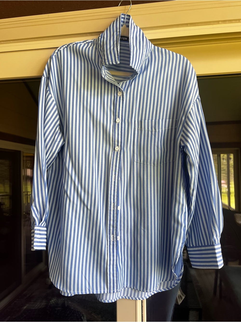 Classic Blue and White Striped Women’s oversized Button-Down Shirt